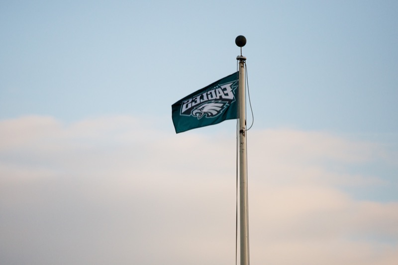 A Philadelphia Eagles flag flies over the state Capitol in Harrisburg in 2018.