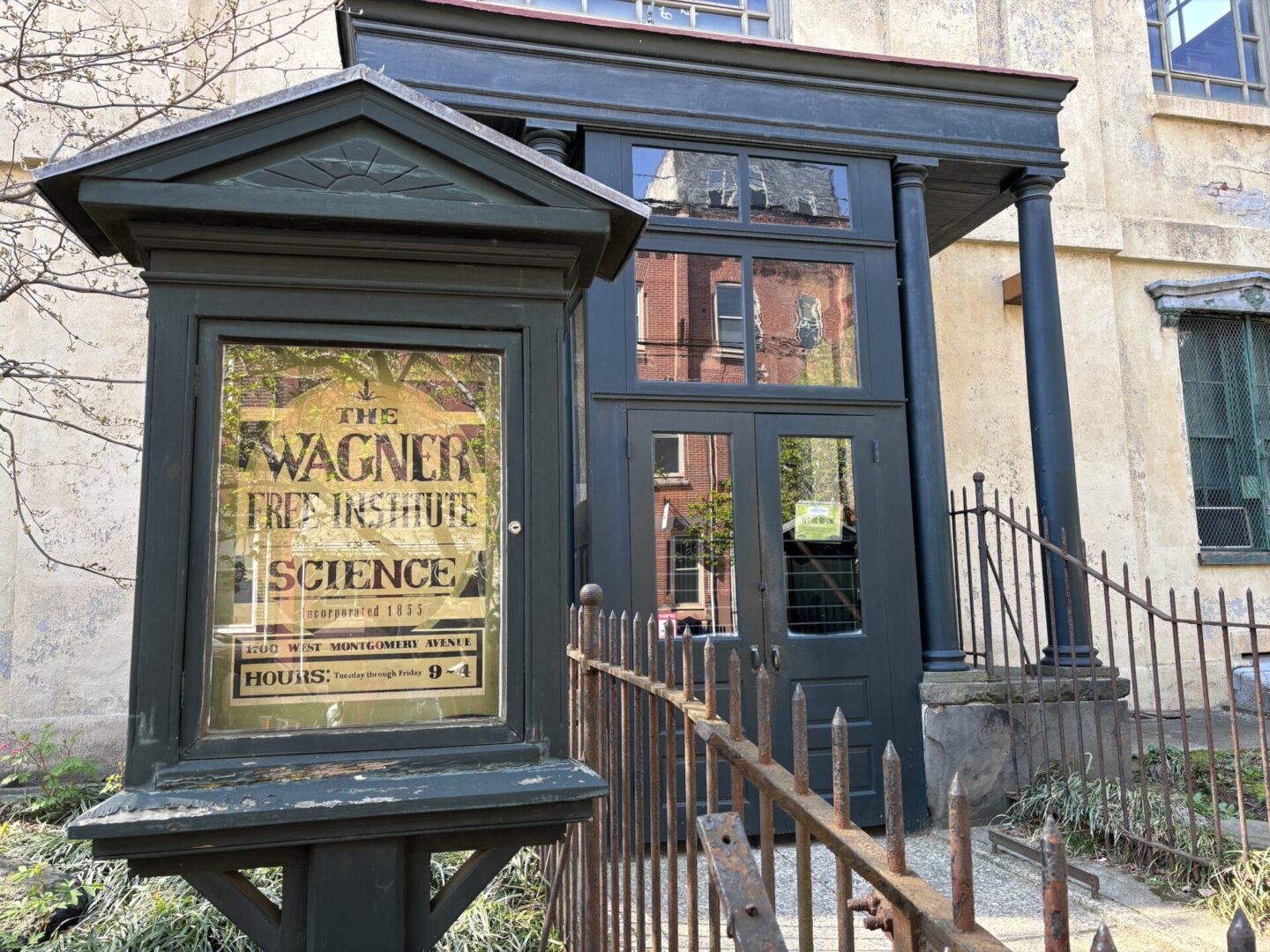 The exterior of the Wagner Free Institute of Science in Philadelphia.