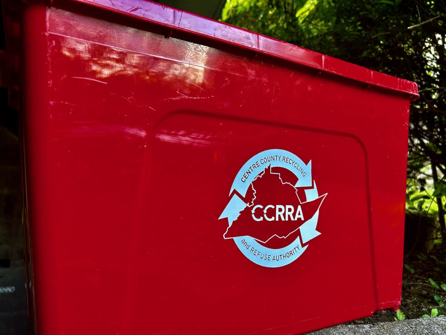 A Centre County Recycling and Refuse Authority recycling bin