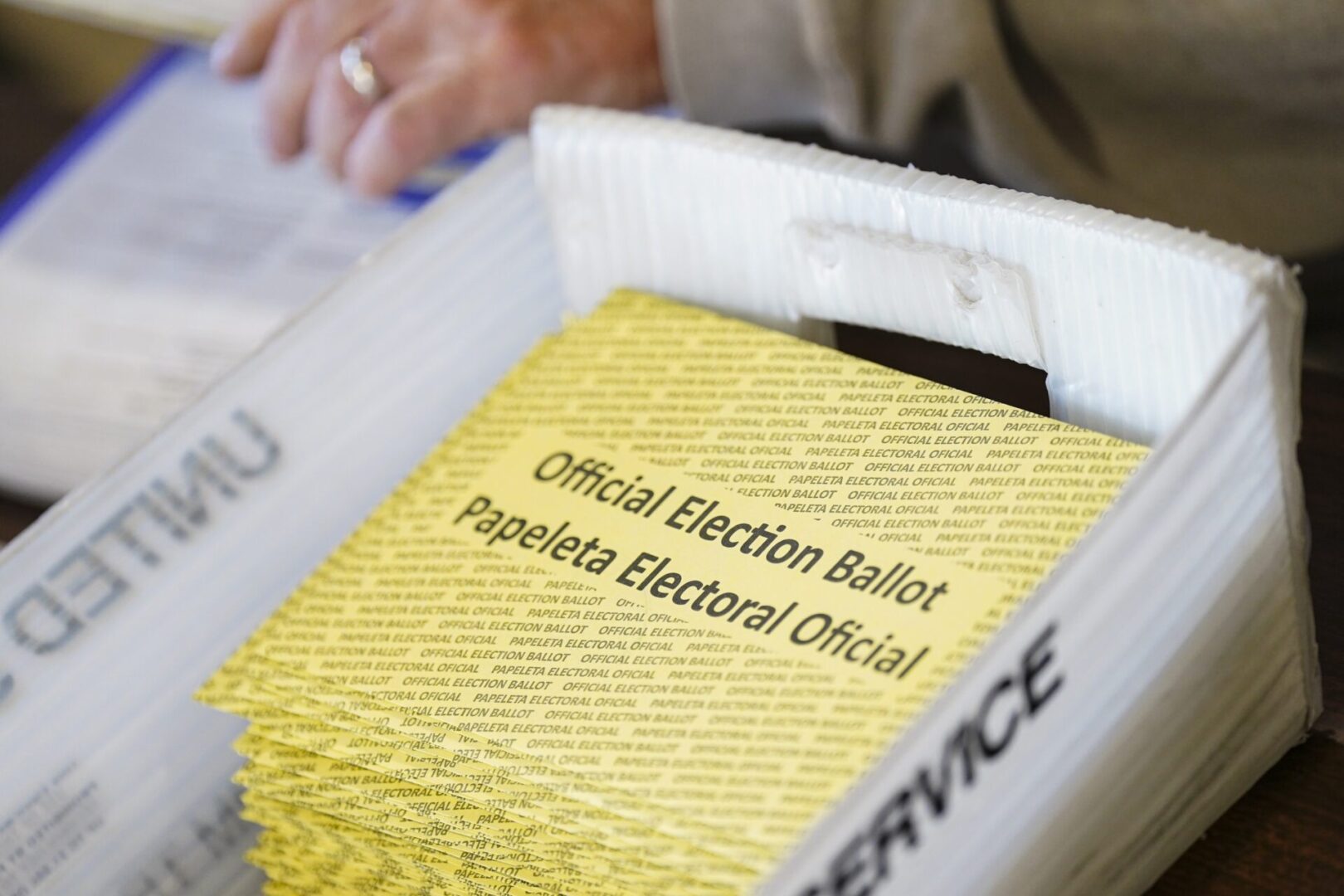 Workers sort mail-in ballots Nov. 5, 2024, at Northampton County Courthouse in Easton, Northampton County, Pennsylvania.