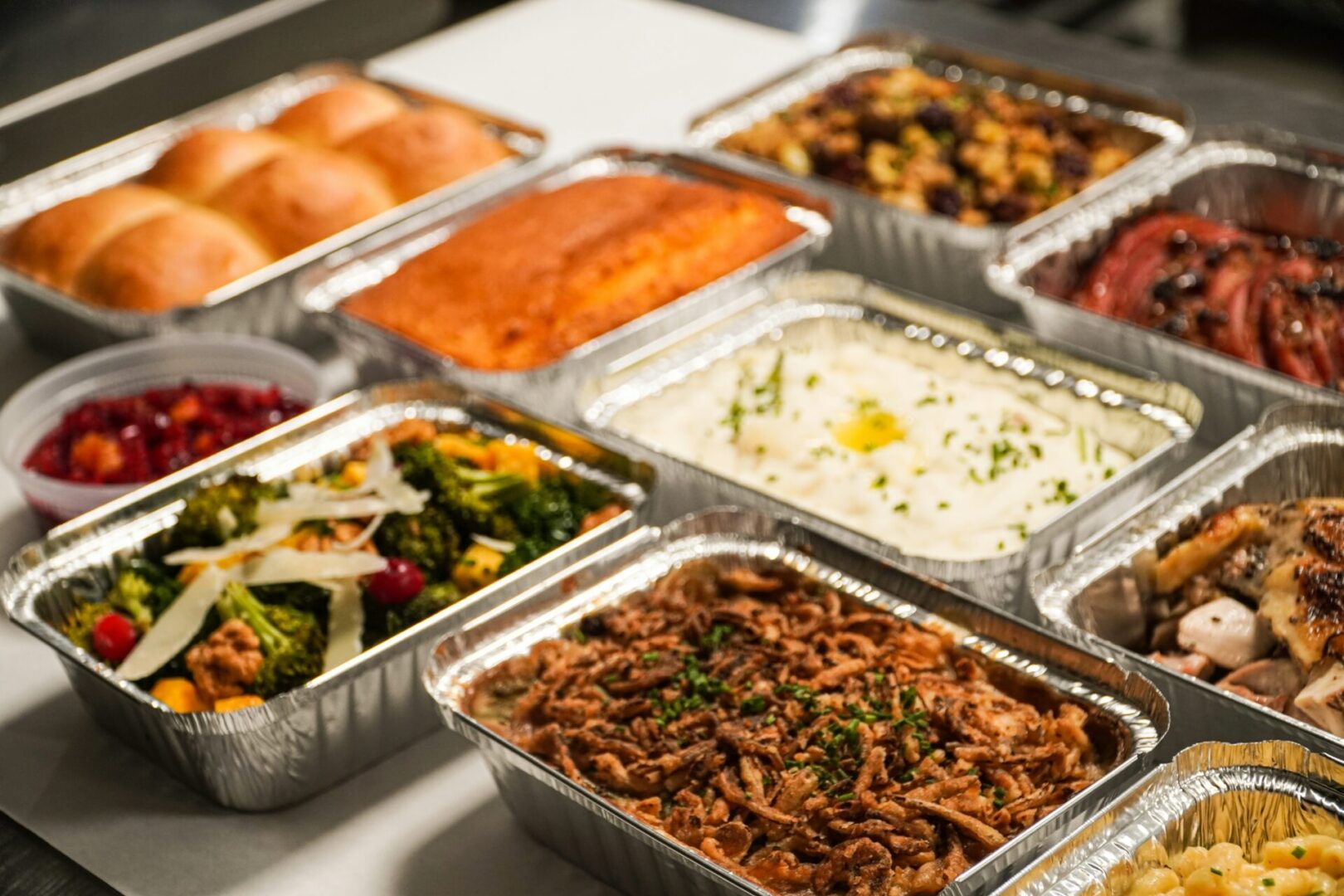 Thanksgiving foods in trays