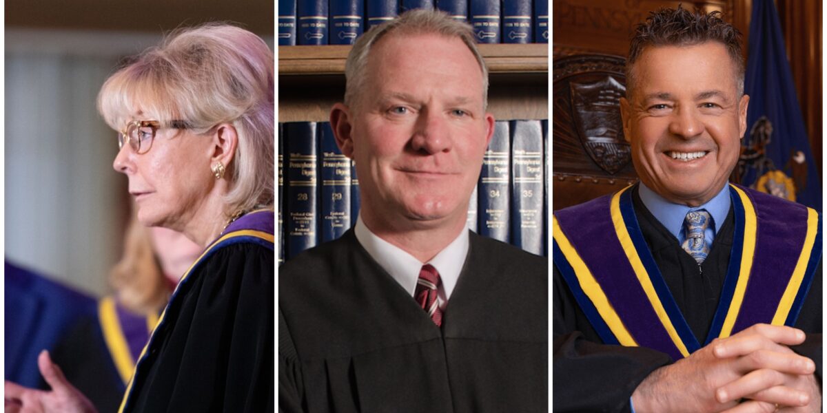 PA Supreme Court Justices Christine Donohue, Kevin Dougherty and David Wecht.