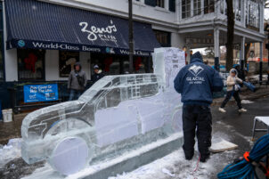 Photos: Ice Sculptors Craft Creative Designs at First Night State College