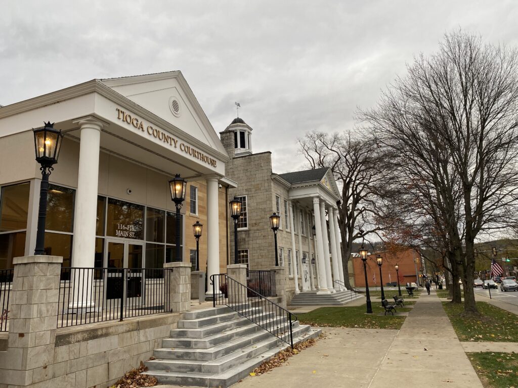 The outside of Tioga County’s courthouse is seen in Wellsboro.