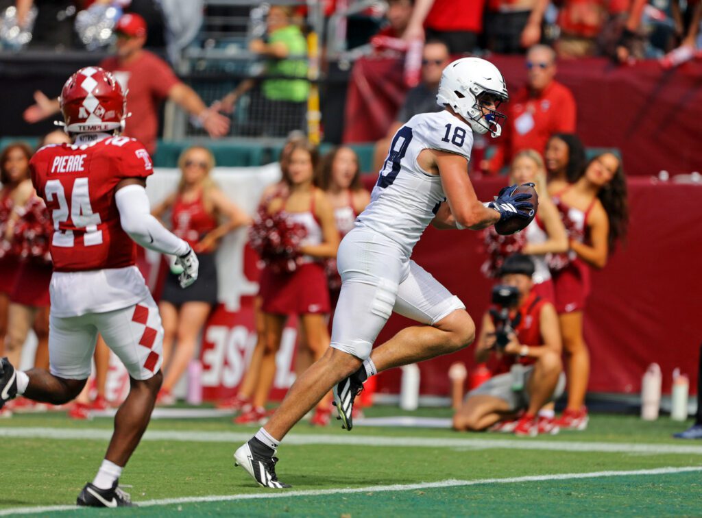 Penn State tight end Ben Brahmer scores a touchdown against Temple. Photo by Paul Burdick | For StateCollege.com