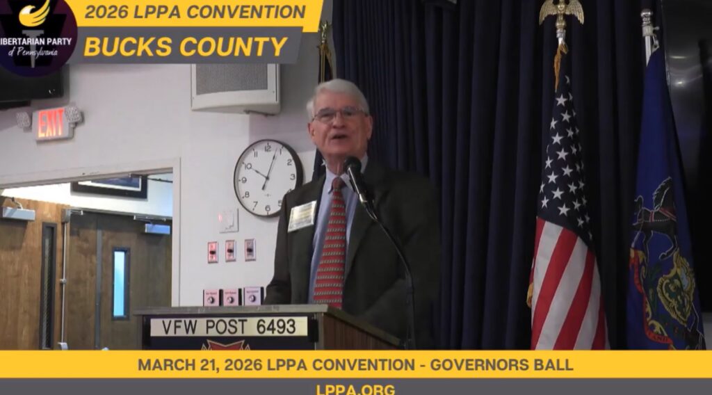 Ken Krawchuk accepts the Libertarian Party’s nomination for Pennsylvania governor.