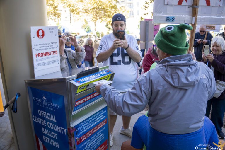 Hundreds Gather in Downtown State College for No Kings: Bank the Vote Event